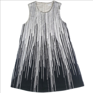 Marvin Richards Sleeveless Black & White Abstract Stripe Print Pleated S…